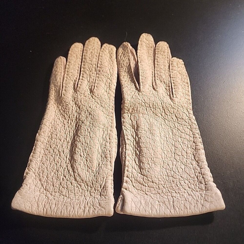 Vintage Leather Ladies Small Wrist Length Gloves cos play dress up